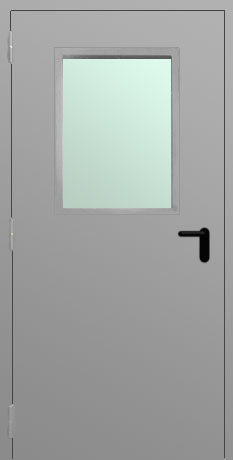 Противопожарная металлическая дверь, одност. с остеклением